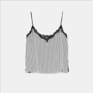Zara satin B&W striped cami